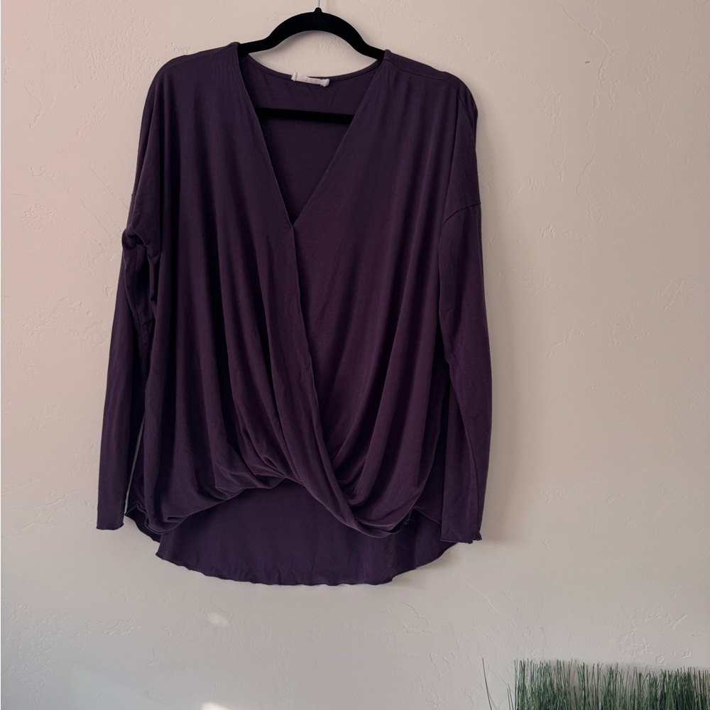 Double Zero Plum Faux Wrap Blouse